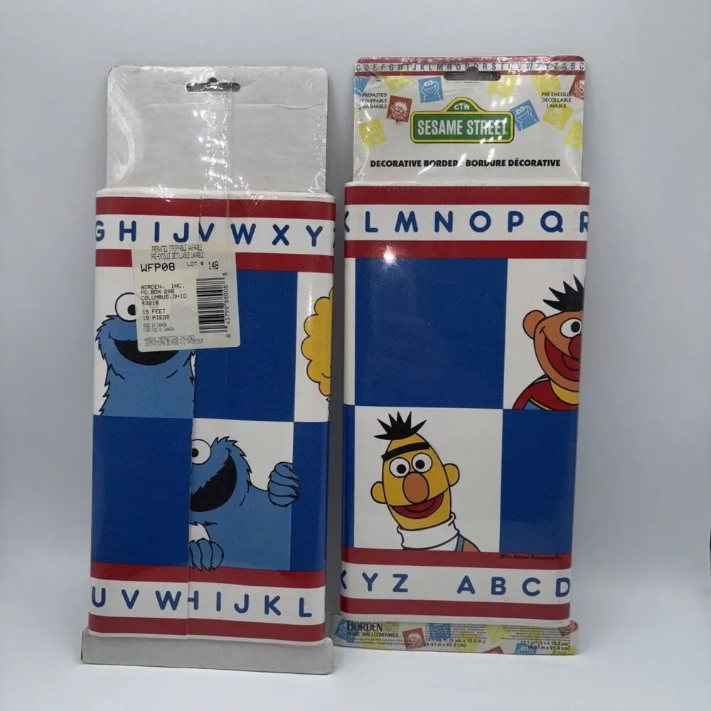 Sesame Street Bert & Ernie ABC Decorative Border Wall Covering 13.1 ft-1990s NEW